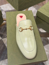 Gucci Shoes, Pistachio Green Leather Princeton Mules (size 38)