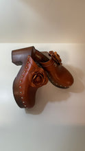 Chanel Shoes, Tan Calfskin Camellia Clogs (size 39)