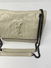 Saint Laurent Bag, Ivory Crinkled Calfskin Matelasse Monogram Baby Niki Chain Satchel