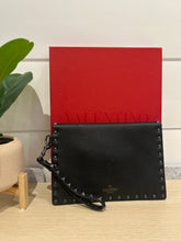 Valentino Bag, Black Leather Rockstud Wristlet Clutch