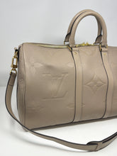 Louis Vuitton Bag, Tourterelle Empreinte Monogram Giant Keepall Bandouliere 45
