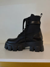 Prada Shoes, Black Monolith Leather and Re-Nylon Boots with Pouch (size 37)