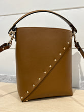 Valentino Bag, Brown Leather Rockstud Wispy Bucket Bag