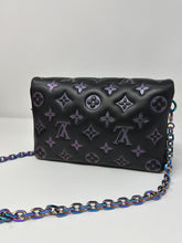 Louis Vuitton Bag, Black Monogram Embossed Lambskin Leather Pochette Coussin Chain Bag