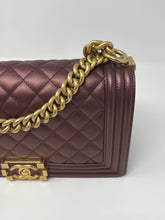 Chanel Bag, 2020 Burgundy Metallic Calfskin Quilted Medium Boy Flap Bag