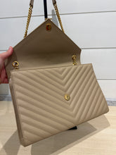 Saint Laurent Bag, Beige Grain De Poudre Matelasse Chevron Large Monogram Satchel