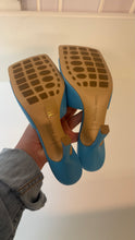 Bottega Veneta Shoes, Blue Lambskin Stretch Mule Sandals (size 37.5)