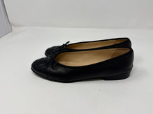 Chanel Shoes, Black Lambskin Patent Cap Toe Ballerina Flats (size 37)