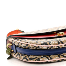 Ferragamo Bag, Multicolor Canvas Calfskin Gancini Saddle Crossbody