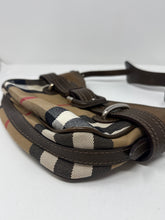 Burberry Bag, Brown Leather Plaid Canvas Small Shoulder Bag