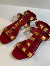 Valentino Shoes, Red Leather Roman Stud Sandals (size 37.5)