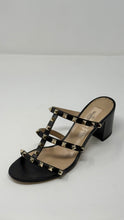 Valentino Shoes, Black Leather Rockstud Caged 60mm Slide Sandals (size 38)