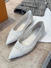 Gabriella Hearst Shoes, White Aurora Braided Flat Shoes (size 38)
