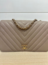 Chanel Bag, Taupe Calfskin Chevron Quilted Medium Statement Flap Bag