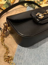 Gucci Bag, Black Horsebit 1955 Embellished Textured-Leather Bag