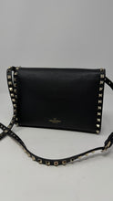Valentino Bag, Black Pebbled Leather Rockstud Medium Shoulder Bag