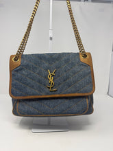 Saint Laurent Bag, Denim Suede Monogram Medium Niki Chain Satchel