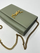 Saint Laurent Bag, Sage Green Grain De Poudre Small Monogram Kate Chain Bag