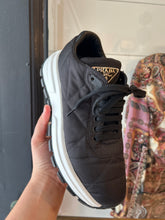 Prada Shoes, Black Allacciate 45mm Triangle Nylon Platform Sneakers (size 36.5)