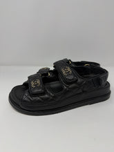 Chanel Shoes, Black Leather Velcro Dad Sandals (size 36)