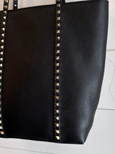 Valentino Bag, Black Leather Rockstud Zip Tote