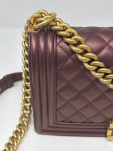 Chanel Bag, 2020 Burgundy Metallic Calfskin Quilted Medium Boy Flap Bag
