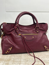 Balenciaga Bag, Burgundy Agneau Classic Gold Hardware City Bag