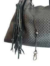 Henry Beguelin Bag, Black Intrecciato & Smooth Leather Hobo Bag