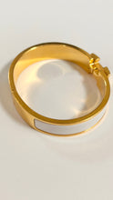 Hermès White & Gold H Clic Clac Bracelet