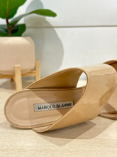 Manolo Blahnik Shoes, Nude Patent Leather Ripta Slide Sandals (size 41)