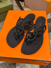 Hermès Shoes, Black Rubber Egerie Sandals (size 41)