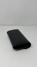 Saint Laurent Black Grain De Poudre Matelasse Chevron Monogram Large Wallet