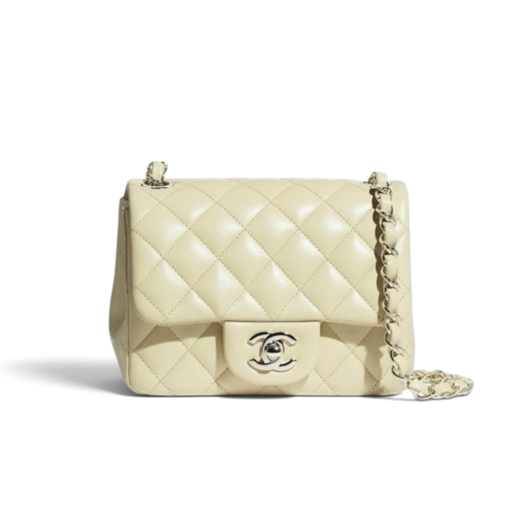 Chanel Bag, 2026 Cream Lambskin Quilted Leather Mini Square Flap Bag