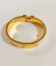 Hermès White & Gold H Clic Clac Bracelet