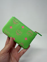 MCM Green Leather Zip Pouch Wallet