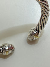 David Yurman Classic Cable Sterling Silver with 18K Yellow Gold and Pavé Diamond Domes, 7mm