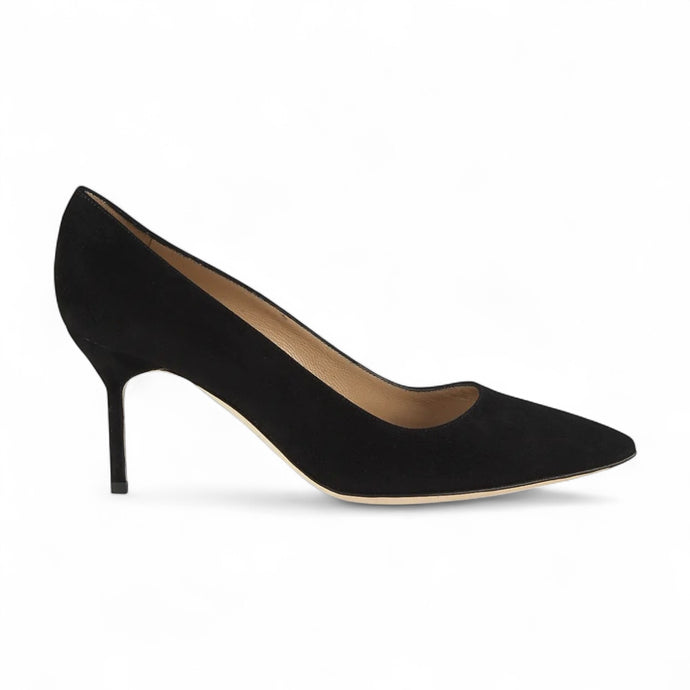 Manolo Blahnik Shoes, Black Suede Point Toe 70 Pumps (size 35)