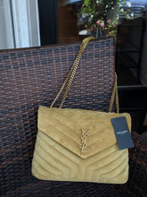 Saint Laurent Bag, Chartreuse Suede Y Quilted Monogram Medium Loulou Chain Satchel