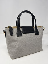 Strathberry Bag, Grey Canvas & Black Leather Mini Tote