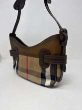 Burberry Bag, Brown Leather Plaid Canvas Small Shoulder Bag