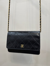 Chanel Bag, 2004 Black Glazed Calfskin Quilted Wallet on Chain