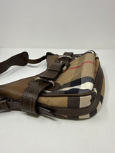 Burberry Bag, Brown Leather Plaid Canvas Small Shoulder Bag