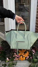 Celine Bag, Sage Pebbled Leather Medium Phantom Luggage Tote Bag