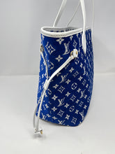Louis Vuitton Bag, Limited Edition Blue & White Jacquard Velvet Monogram Neverfull MM