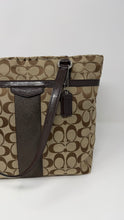 Coach Bag, Signature Canvas & Brown Patent Leather Small Tote