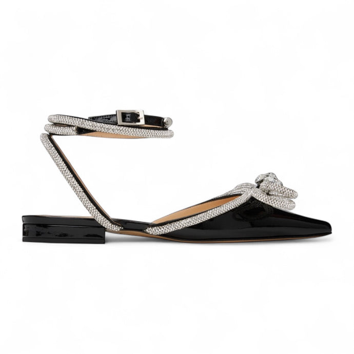 Mach & Mach Shoes, Black Double Bow Flats (size 36)