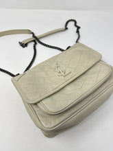 Saint Laurent Bag, Ivory Crinkled Calfskin Matelasse Monogram Baby Niki Chain Satchel