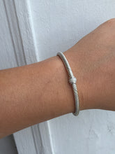 David Yurman Classic Cable Station Sterling Silver Bracelet with Diamonds, 4mm
