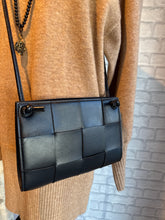 Bottega Veneta Bag, Black Lambskin Intrecciato Mini Cassette Crossbody