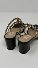 Valentino Shoes, Black Leather Rockstud Caged 60mm Slide Sandals (size 38)